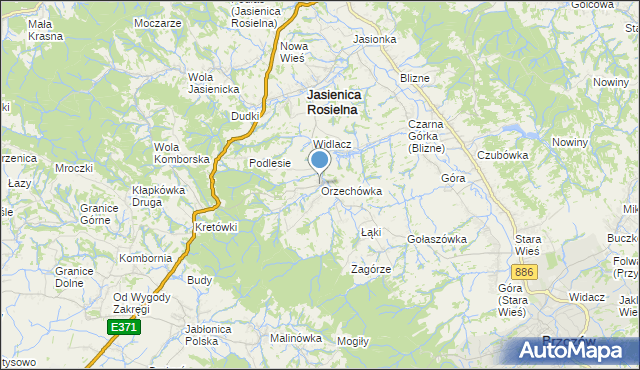 mapa Orzechówka, Orzechówka gmina Jasienica Rosielna na mapie Targeo